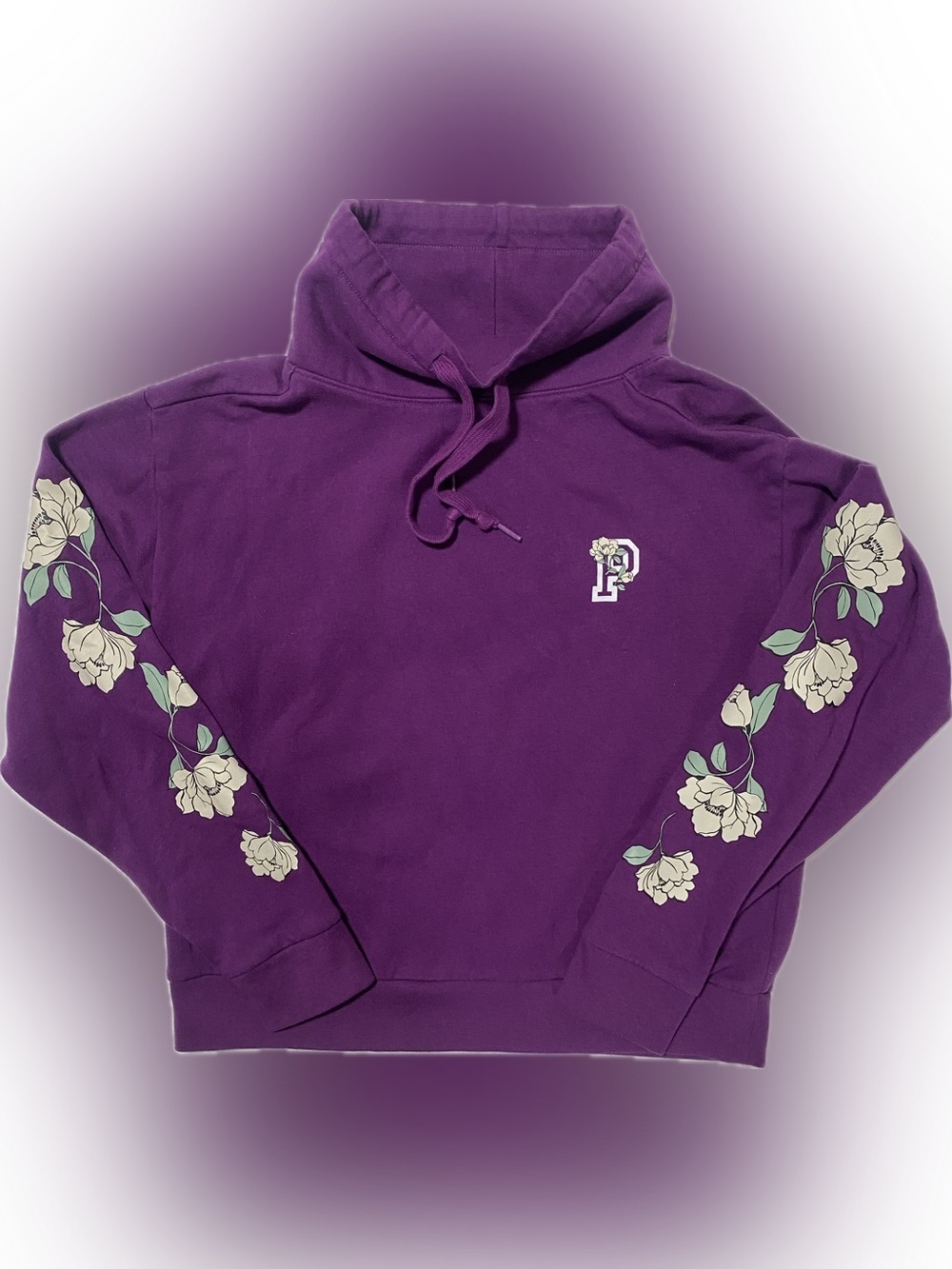 PINK Victoria's Secret Purple Floral-Arm Turtleneck Pullover